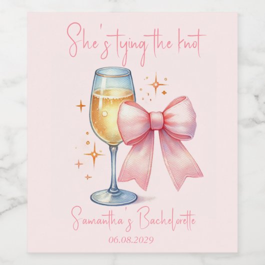 Coquette Pink Bow Junggeselinnen-Abschied Weinetikett (Einzelnes Label)