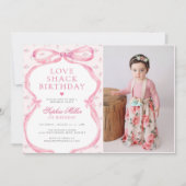 Coquette Pink Bow Liebe Shack Geburtstag Foto Einladung (Vorderseite)
