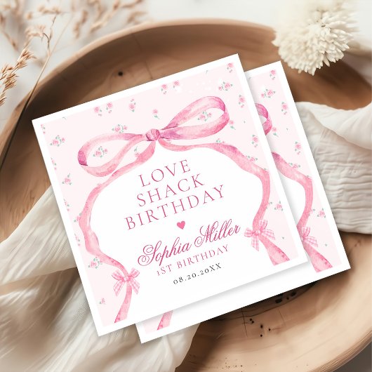 Coquette Pink Bow Liebe Shack Geburtstag Serviette