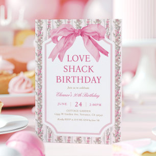 Coquette Pink Bow Liebe Shack Geburtstagsparty Einladung