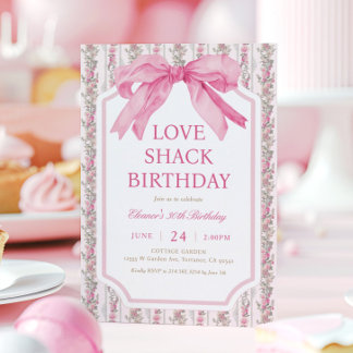 Coquette Pink Bow Liebe Shack Geburtstagsparty Einladung