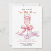 Coquette Pink Bow Martini Geburtstag Einladung (Vorderseite)