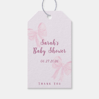 Coquette Pink Bow Minimal Baby Shower Favor Geschenkanhänger