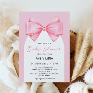 Coquette Pink Bow Modern Girl Baby Dusche Einladung
