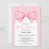 Coquette Pink Bow Modern Girl Baby Dusche Einladung (Vorderseite)