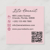 Coquette Pink Bow Monogram Schönheits-QR-Code Quadratische Visitenkarte (Rückseite)
