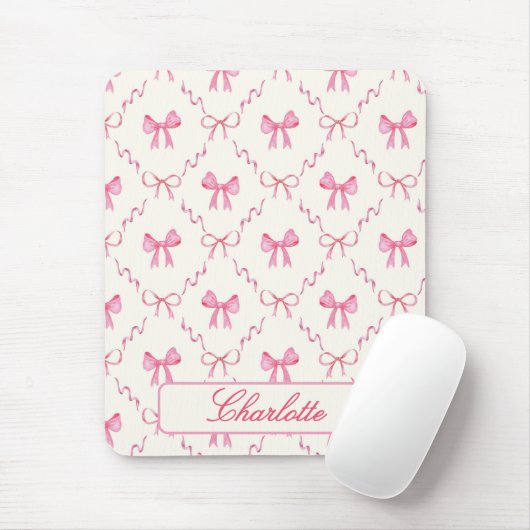 Coquette Pink Bow Mousepad (Mit Mouse)