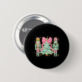 Coquette Pink Bow Nutcracker Weihnachtsbaum Preppy Button (Vorne & Hinten)