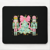 Coquette Pink Bow Nutcracker Weihnachtsbaum Preppy Mousepad (Vorne)