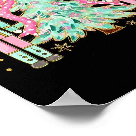 Coquette Pink Bow Nutcracker Weihnachtsbaum Preppy Poster (Ecke)