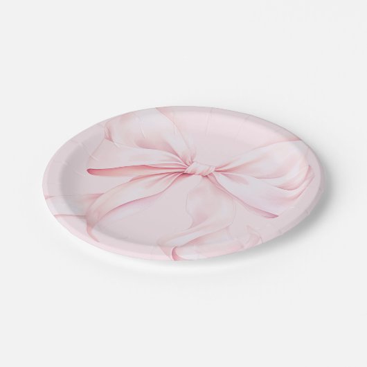 Coquette Pink Bow Paper Napkin Pappteller (Schrägansicht)