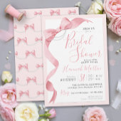 Coquette Pink Bow & Pearls Modernes Brautparty Einladung