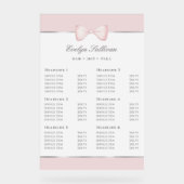 Coquette Pink Bow Preisliste Acrylschild (Vorderseite)