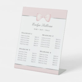 Coquette Pink Bow Preisliste Sockelschild