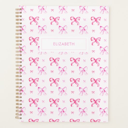 Coquette Pink Bow Preppy Girly Aesthetic Planer (Vorderseite)