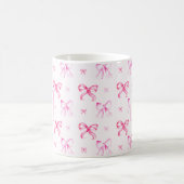 Coquette Pink Bow Preppy Girly Monogram Kaffeetasse (Mittel)