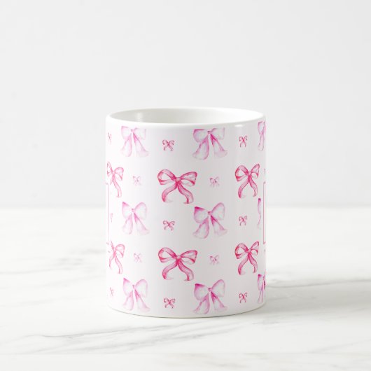Coquette Pink Bow Preppy Girly Monogram Kaffeetasse (Mittel)