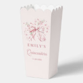 Coquette Pink Bow Quinceanera Sweet 16 Popcorn Geschenkschachtel (Vorderseite)