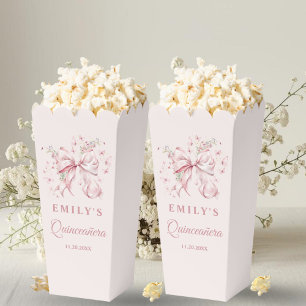 Coquette Pink Bow Quinceanera Sweet 16 Popcorn Geschenkschachtel