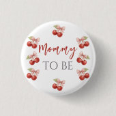 Coquette Pink Bow Red Cherry auf Top Baby Dusche Button (Vorderseite)