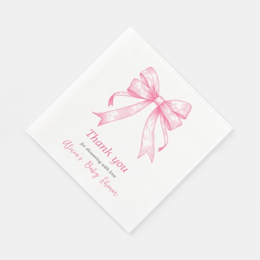 Coquette Pink Bow Retro Girl Babydusche Serviette (Ecke)