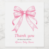 Coquette Pink Bow Retro Girl Babydusche Weinetikett (Einzelnes Label)