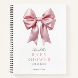 Coquette Pink Bow Ribbon Baby Showbook Notizblock