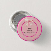 Coquette Pink Bow Ribbon Girl Baby Shower Button (Vorne & Hinten)