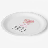 Coquette Pink Bow Ribbon Girl Baby Shower Pappteller (Schrägansicht)