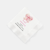 Coquette Pink Bow Ribbon Girl Baby Shower Serviette (Ecke)