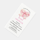 Coquette Pink Bow Ribbon Girl Baby Shower Serviette (Ecke)