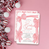 Coquette Pink Bow/Ribbon Girl Babydusche Einladung