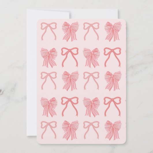 Coquette Pink Bow/Ribbon Girl Babydusche Einladung (Rückseite)
