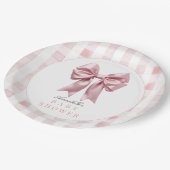 Coquette Pink Bow Ribbon Girl Babydusche Pappteller (Schrägansicht)