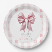 Coquette Pink Bow Ribbon Girl Babydusche Pappteller (Vorderseite)