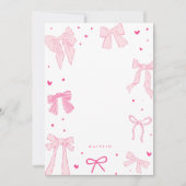 Coquette Pink Bow Ribbon Mitteilungskarte (Vorderseite)