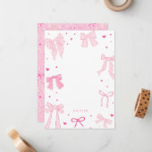 Coquette Pink Bow Ribbon Mitteilungskarte (Vorderseite/Rückseite Beispiel)