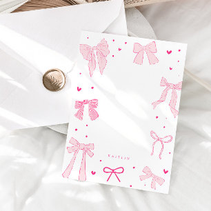 Coquette Pink Bow Ribbon Mitteilungskarte