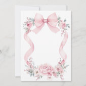 Coquette Pink Bow Rose Blume Babydusche Einladung (Rückseite)