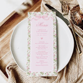 Coquette Pink Bow Roses Baby Shower Menu Einladung