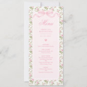 Coquette Pink Bow Roses Baby Shower Menu Einladung (Vorderseite)