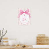 Coquette Pink Bow Roses Girl Baby Shower Welcome Poster (Küche)