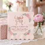 Coquette Pink Bow & Roses | Joint Baby and Bridal  Serviette<br><div class="desc">Celebrate two milestones in one beautiful event with these elegant, coquette-inspired napkins. Featuring a delicate rose gold-toned bow, a classic baby rattle, and a wedding ring, this design perfectly captures the "Tying the Knot & Rocking the Cradle" theme. Framed by soft pink watercolor roses and dainty greenery, these napkins add...</div>