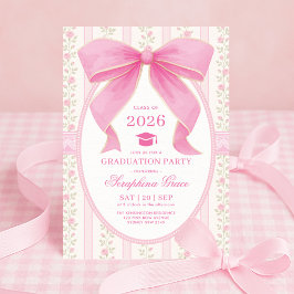 Coquette Pink Bow Shabby Chic Graduation Party Einladung
