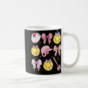 Coquette Pink Bow Softball Mama Mütter Tag Kaffeetasse