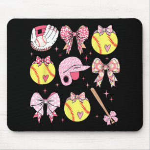 Coquette Pink Bow Softball Mama Mütter Tag Mousepad