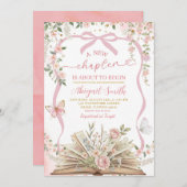 Coquette pink bow storybook new chapter einladung (Vorne/Hinten)