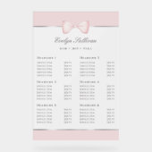 Coquette Pink Bow Transluftige Preisliste Acrylschild (Vorderseite)