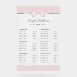 Coquette Pink Bow Transluftige Preisliste Acrylschild