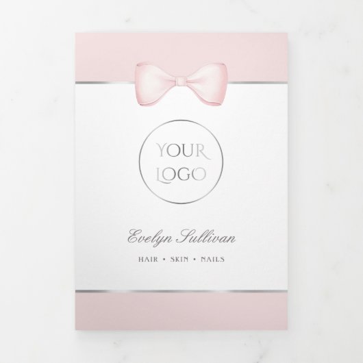 Coquette Pink Bow Trifold Broschüre (Cover)